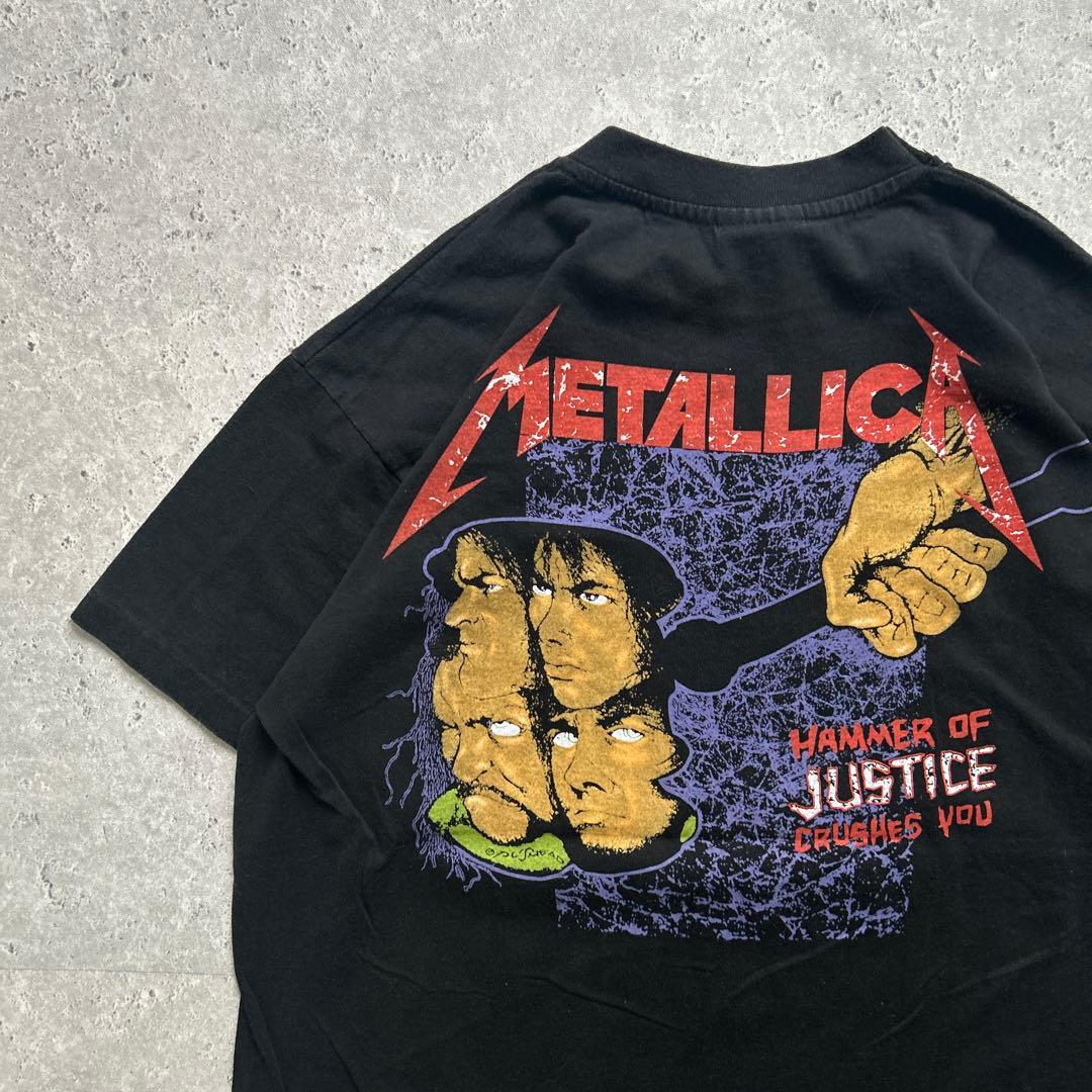 LLICA メタリカ Tシャツ シングルステッチ 両面プリント 黒 L