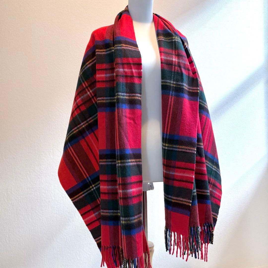 【極美品】Johnstons of Elgin カシミヤ　チェック　大判ストール