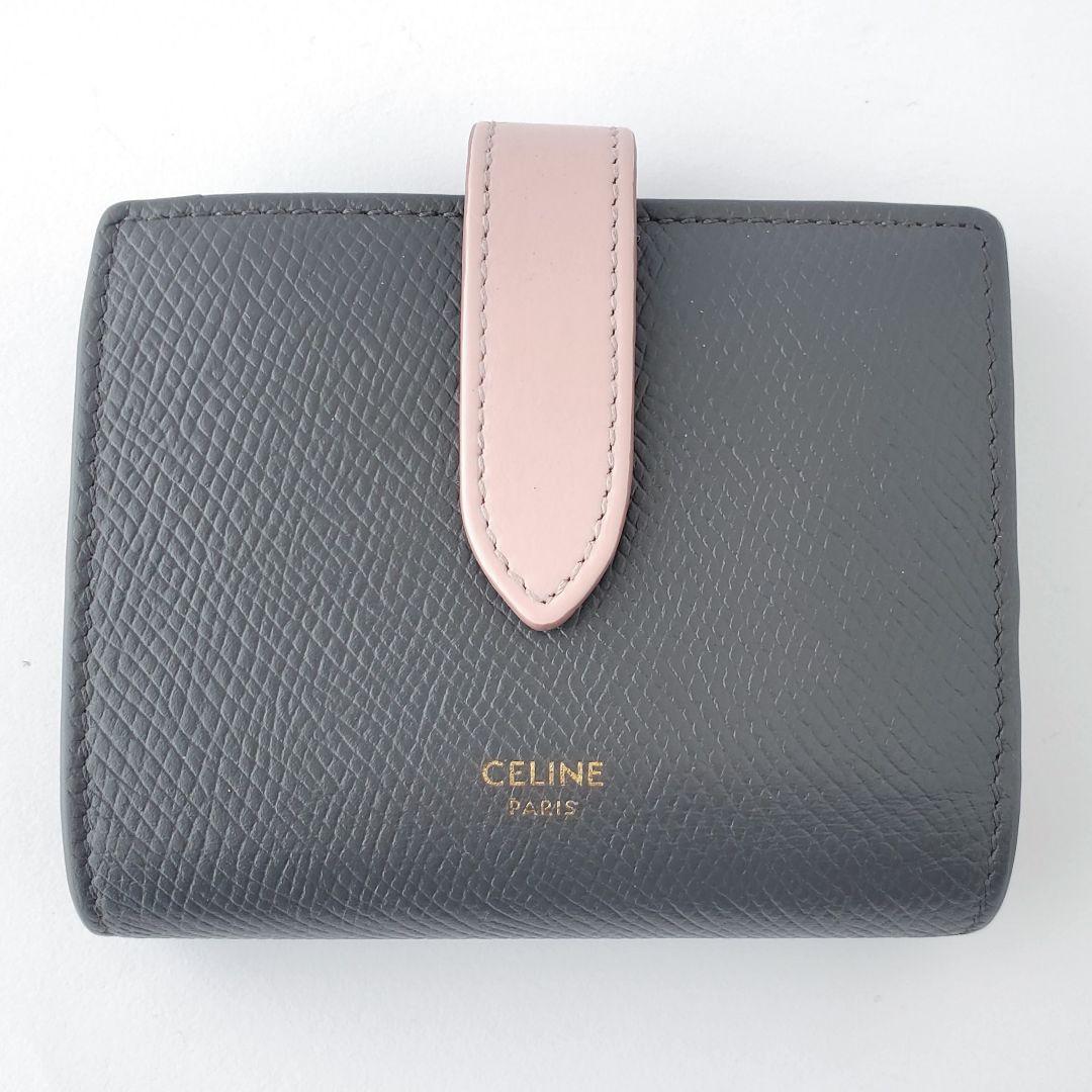 CELINE　２つ折り財布　スモール　ストラップウォレット　グレー　セリーヌ