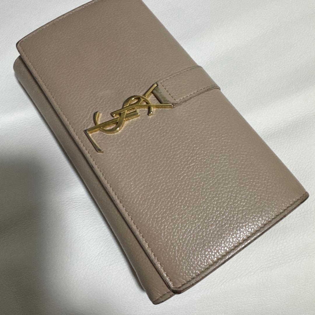 YSL ベージュ レザー 長財布