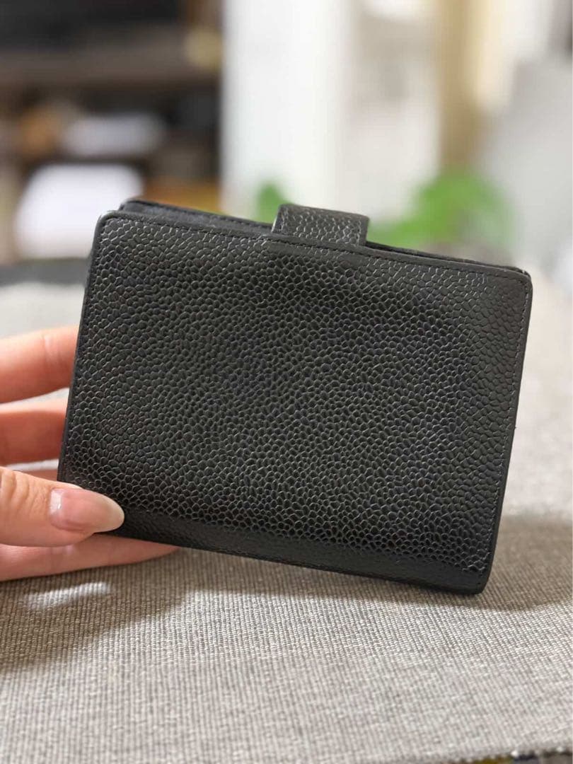週末限定価額シャネルCHANEL ココマーク 財布 キャビアスキンブラックがま口
