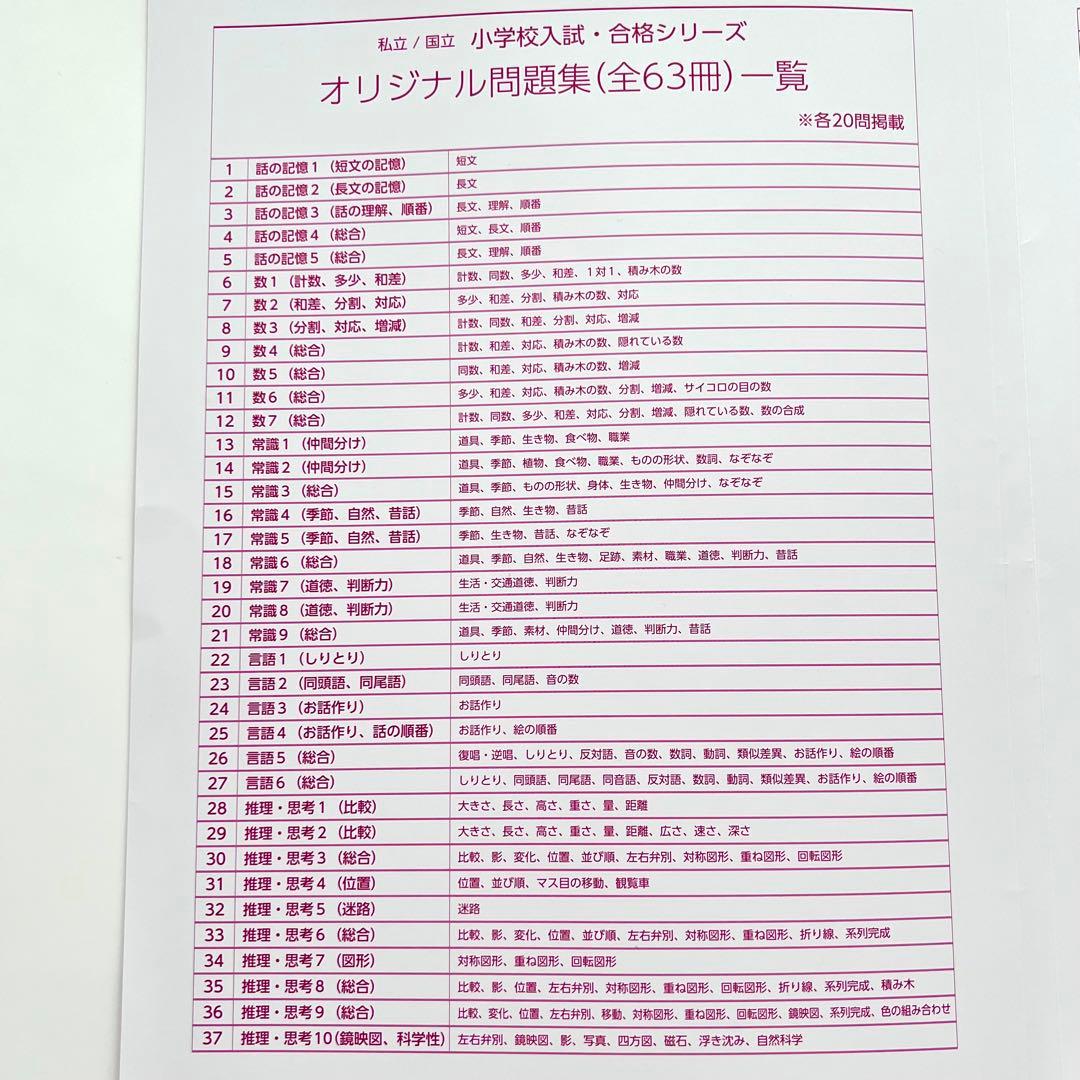 伸芽会 オリジナル問題集 全63冊セット（改訂版）書込みなし