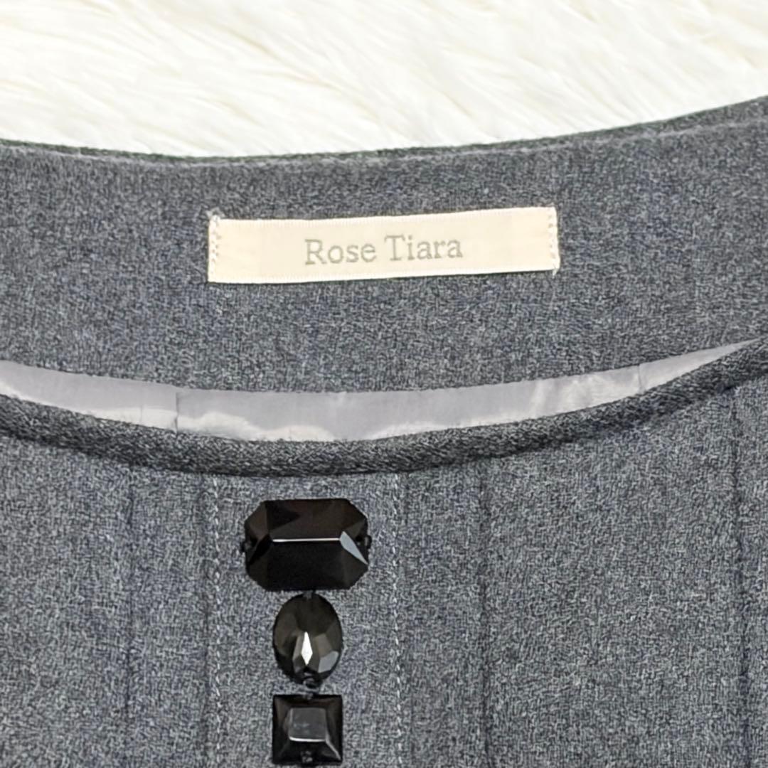 Rose Tiara ローズティアラワンピース　ビジュー　フレア　七分袖