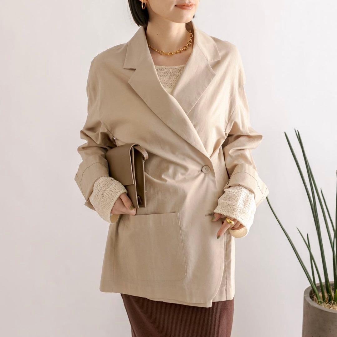 極美品　リブドロワ　リネン混　シアージャケット　2way