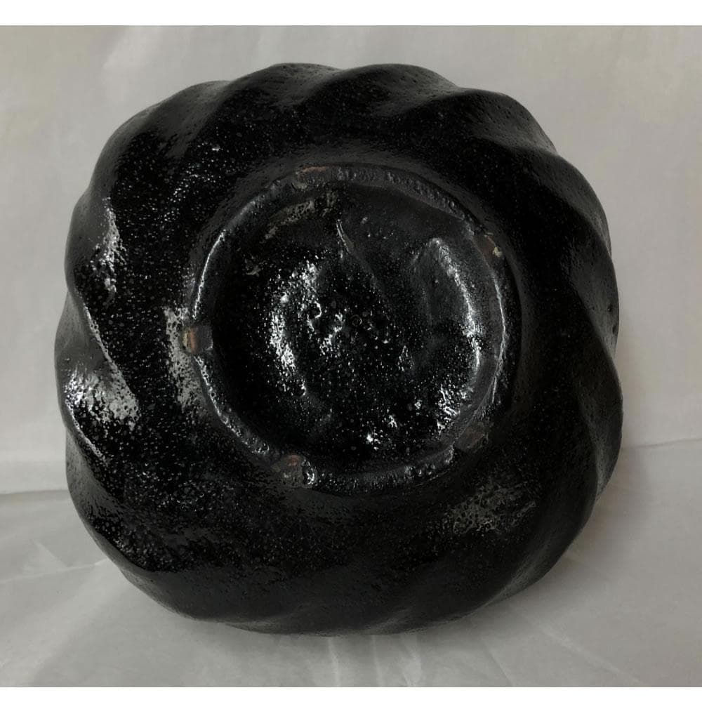 e2594 黒 菓子鉢 平安 楽入 共箱 黒楽 鉢 吉村楽入 茶道具