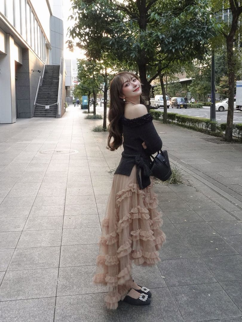 【POMIII PARTGE】mermaid frill tulle skirt