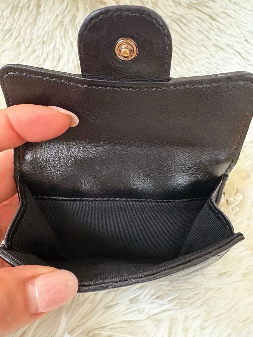 【極美品！】CHANEL マセラッテイ ブラック ラムレザー Wホック三つ折財布