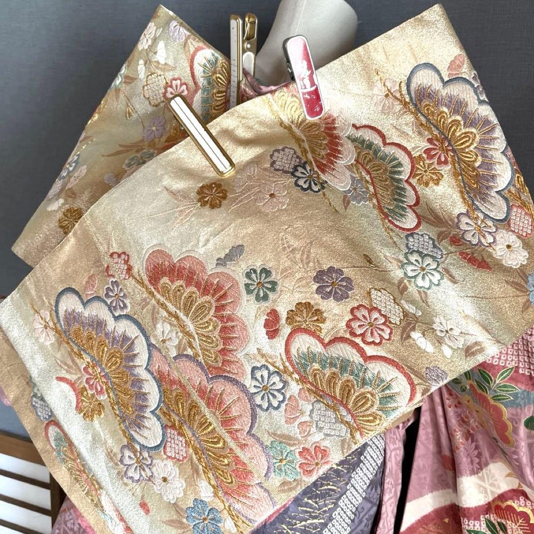 振袖フルセット　低身長　絞り　手刺繍　成人式振袖　振袖　裄丈66 ➕サイズ