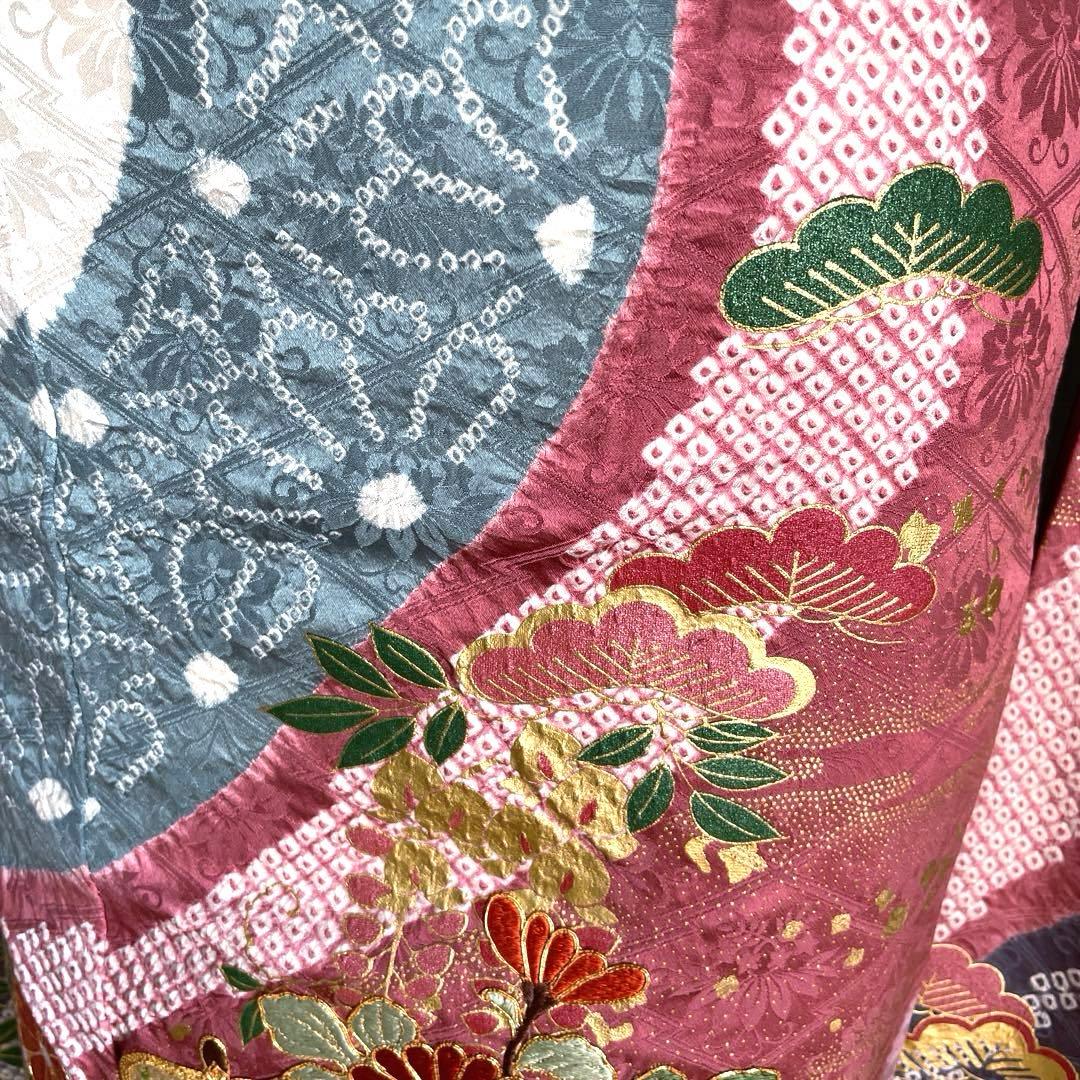 振袖フルセット　低身長　絞り　手刺繍　成人式振袖　振袖　裄丈66 ➕サイズ