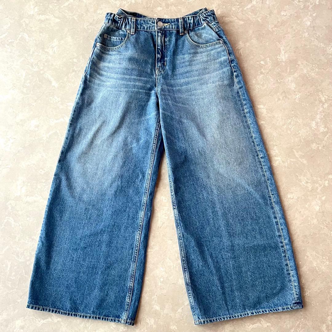美品☆ロデオクラウンズ／ビッグリボンデニムパンツ S バギージーンズ ワイド