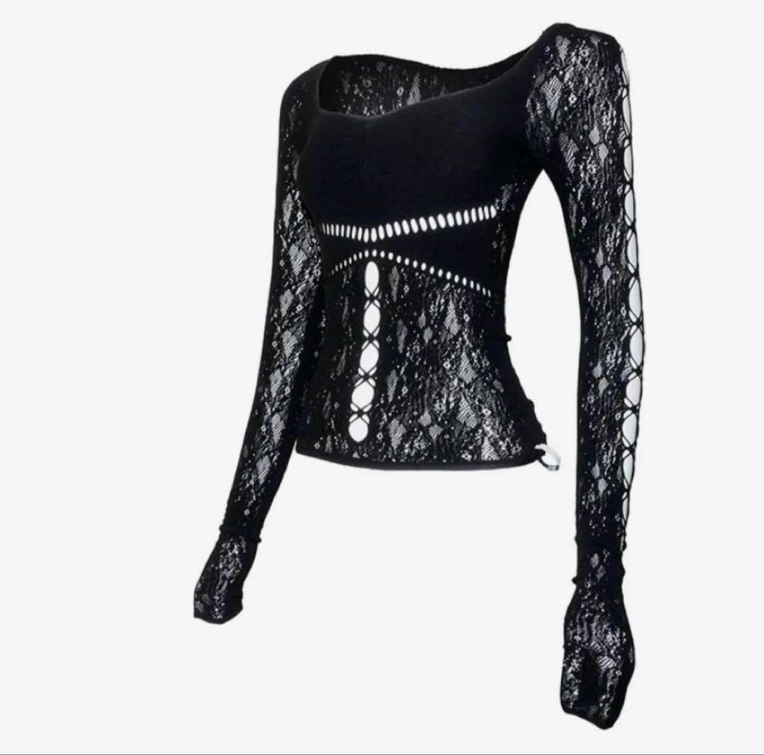 トップス theredthread S ruched sculpt body lace