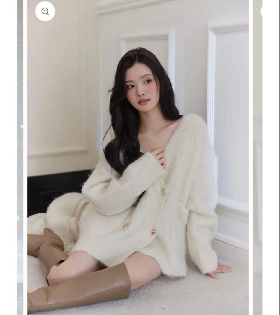 【polaura】ポローラ　マフラーセットオーバーサイズカーディガン　ホワイト