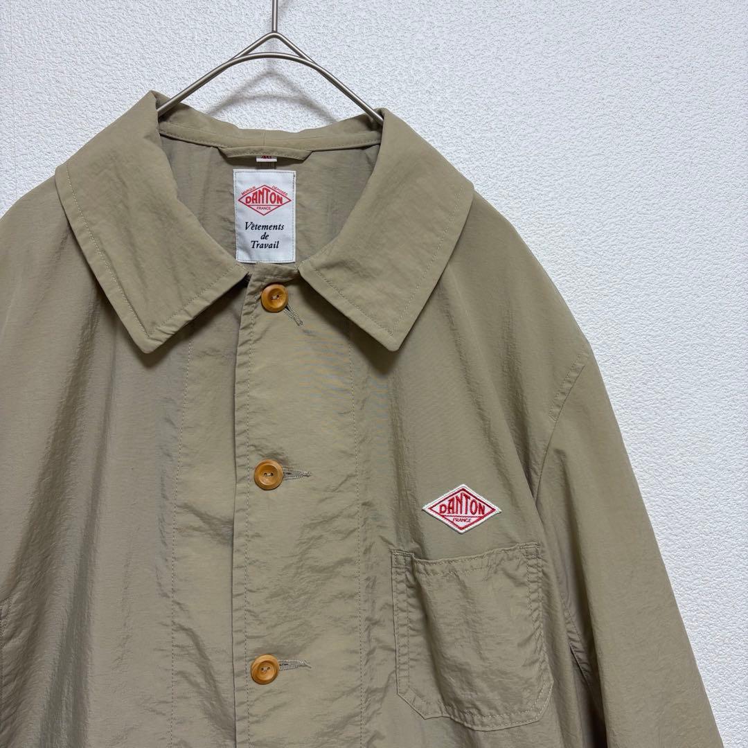 【DANTON】ダントン　ワッペンロゴ　ナイロン　ワークシャツ　カバーオール