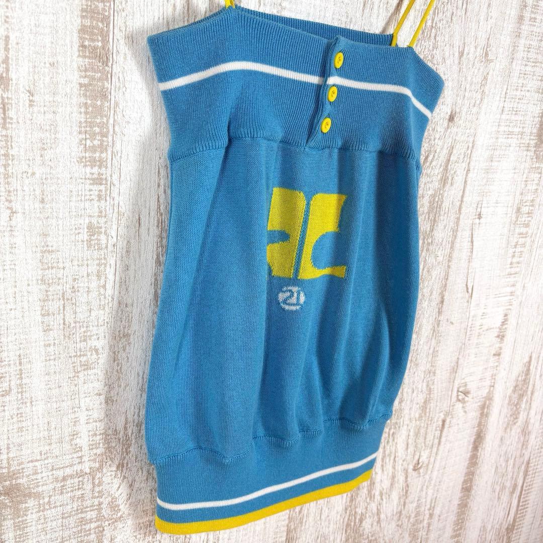 90s Courreges クレージュ ロゴ キャミソール サマーニット y2k