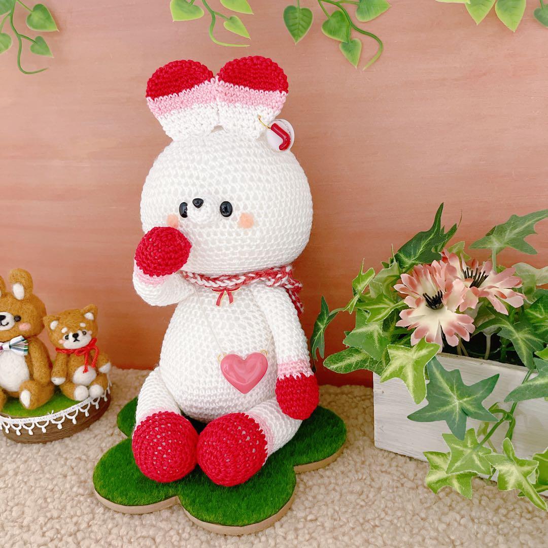 あみぐるみ　ハートポシェットのキュートレトロんなPUUCUうさちゃん【特別価格】