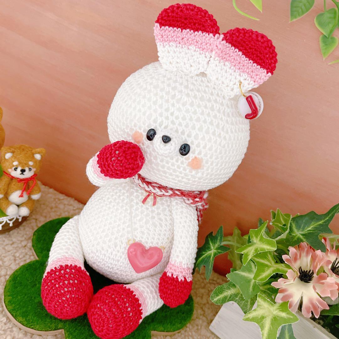 あみぐるみ　ハートポシェットのキュートレトロんなPUUCUうさちゃん【特別価格】
