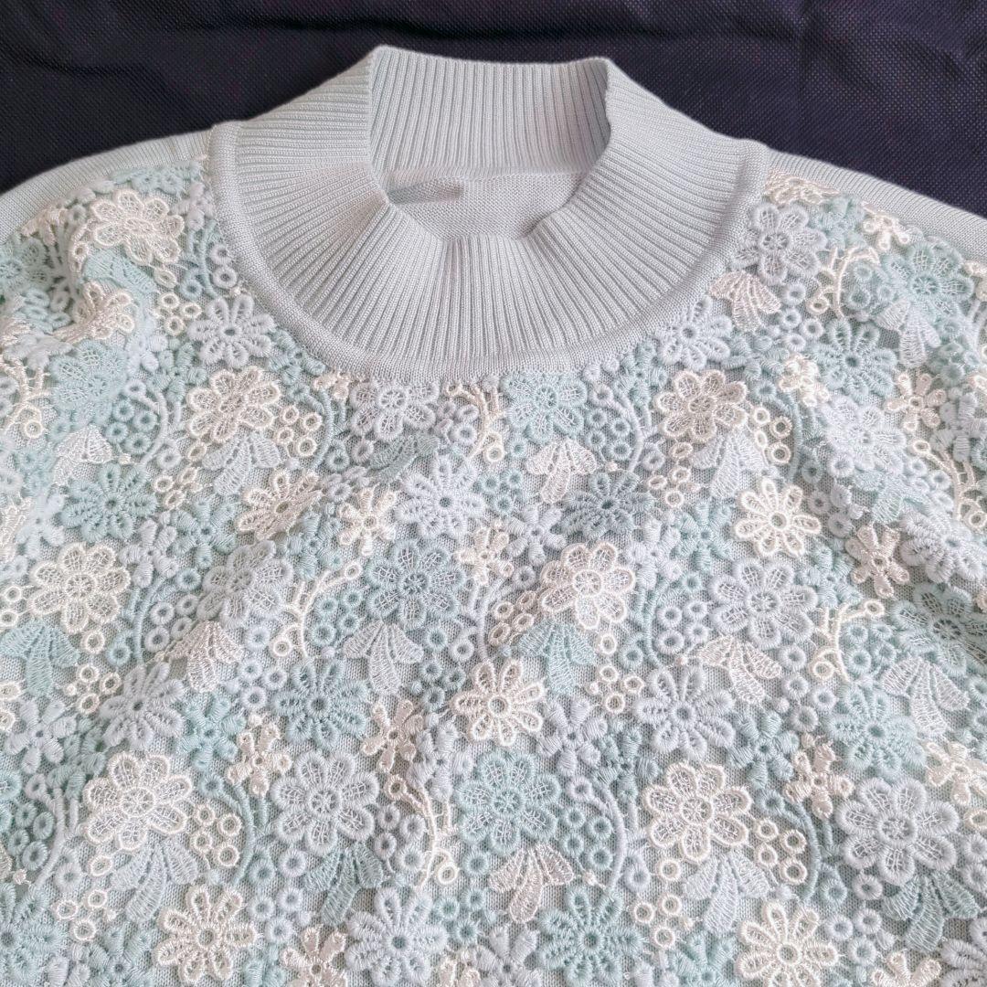 【極美品】レリアン 大きいサイズ フラワー刺繍 カーディガン アンサンブル 現行