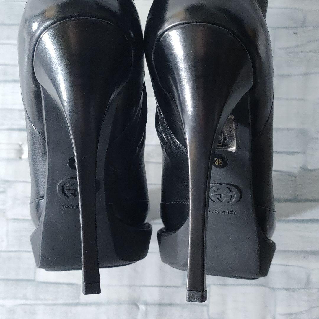 保存袋付き美品✨GUCCI　ラムレザーハイヒールブーツ　黒　36