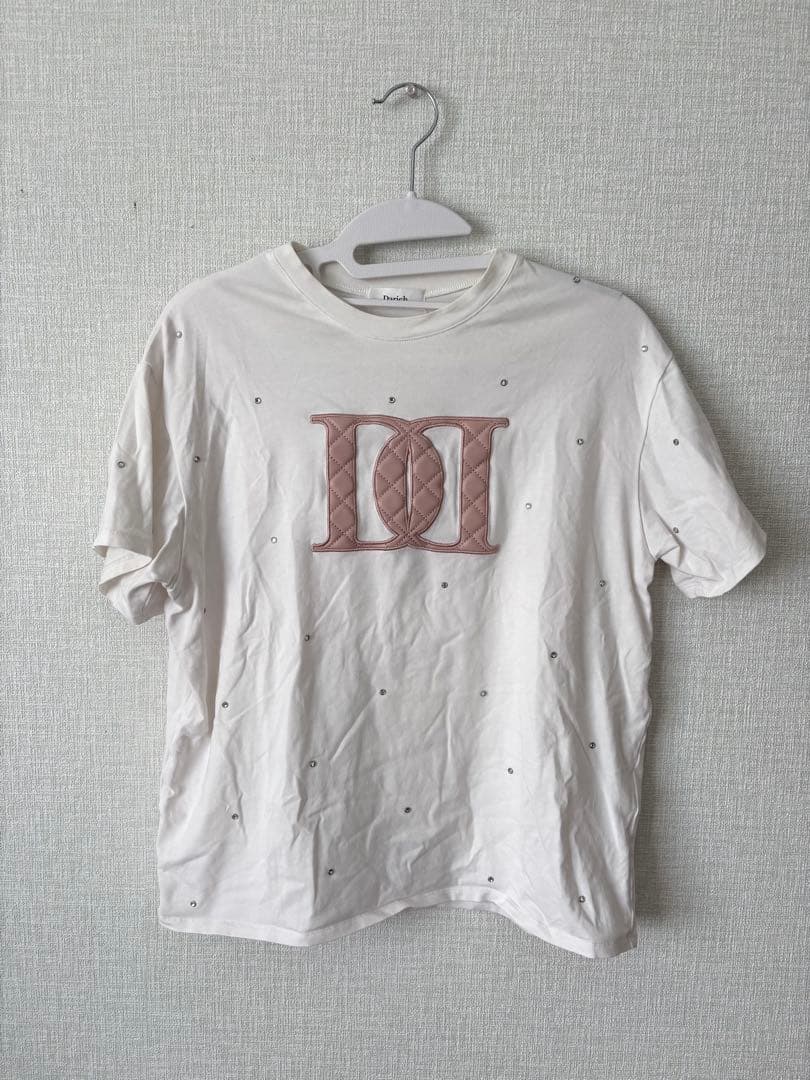 Darich ダーリッチ キルティングアップリケビジューTシャツ