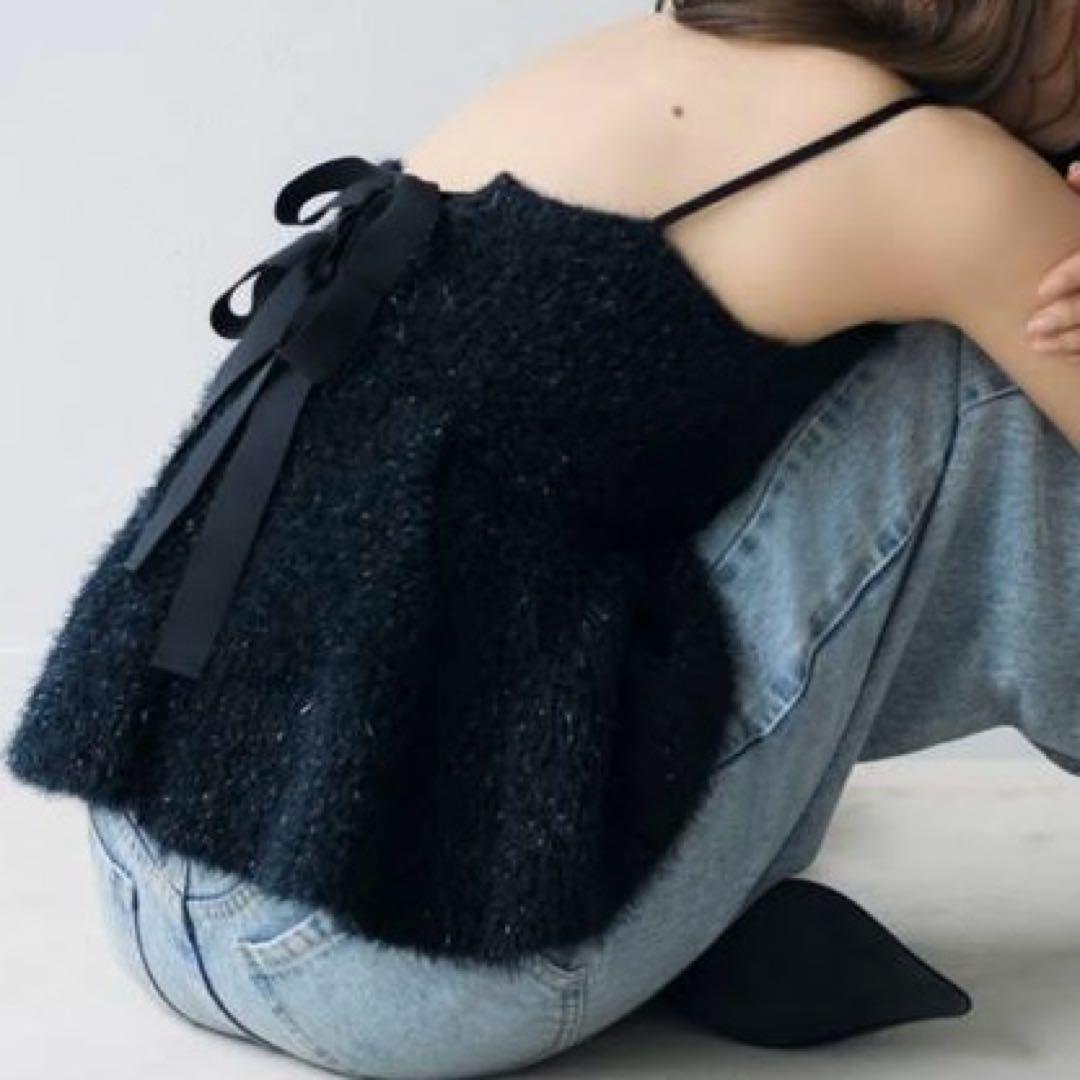 極美品　2点セット　FRAYI.D ラメフェザーニットペプラムキャミ　ボレロ