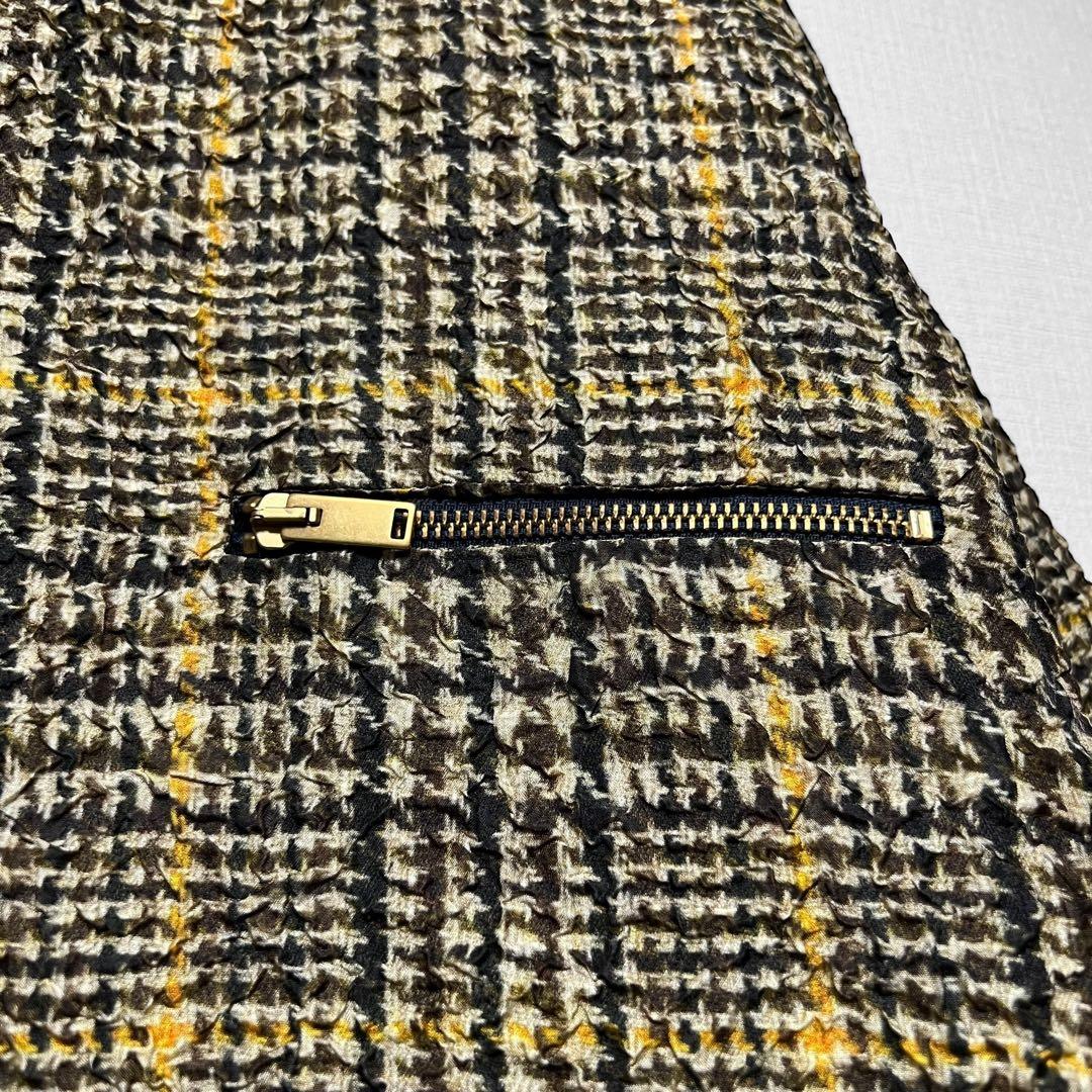 CELINE セリーヌ フィービー期 シワ加工 シルクワンピース チェック 38