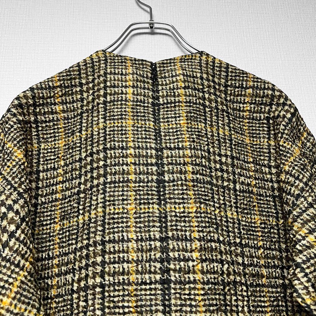 CELINE セリーヌ フィービー期 シワ加工 シルクワンピース チェック 38
