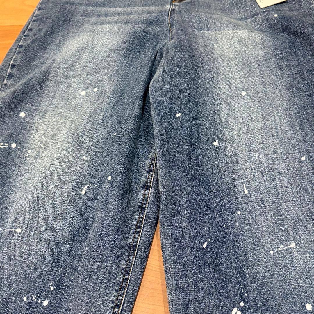 【ayane】ペイント加工バレルレッグパンツ 36サイズ　ブリーチ
