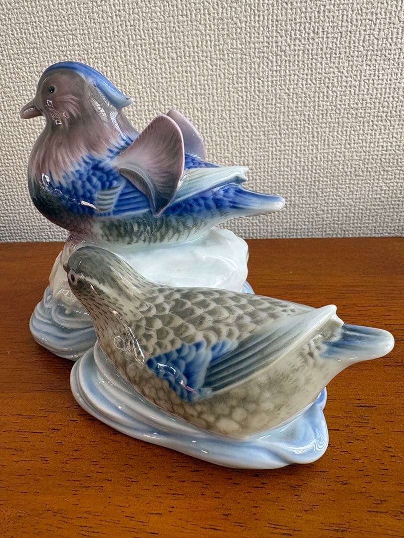 香蘭社 青い鳥 置物 ペア 有田焼