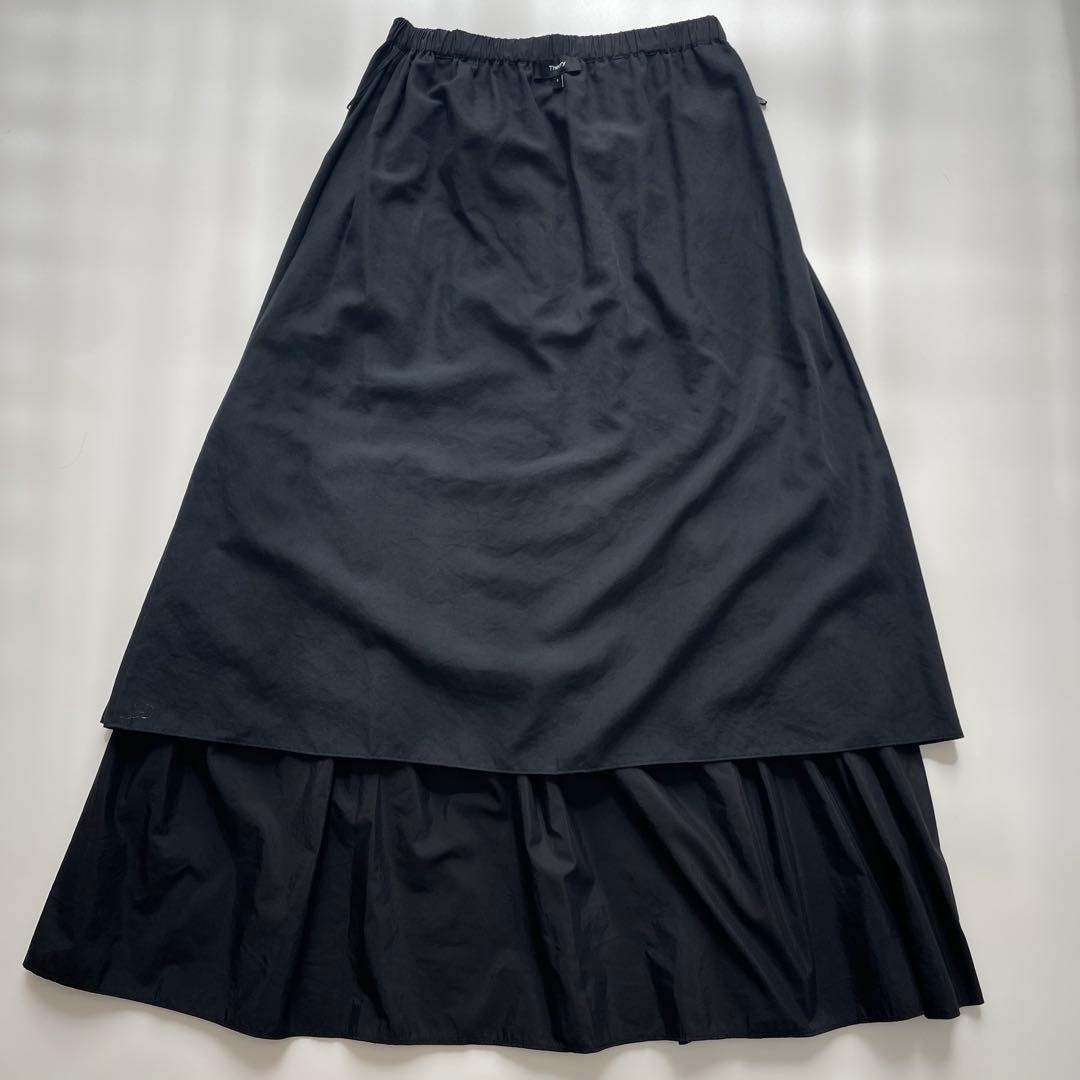 Theory セオリー ティアード ロングスカート ブラック SIZE S