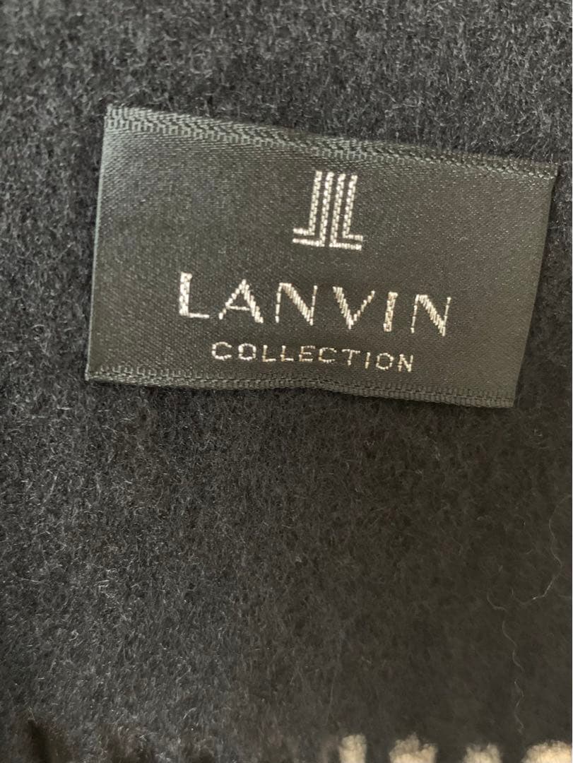 LANVIN 100%カシミア フリンジショール ストール 大判 ブラック