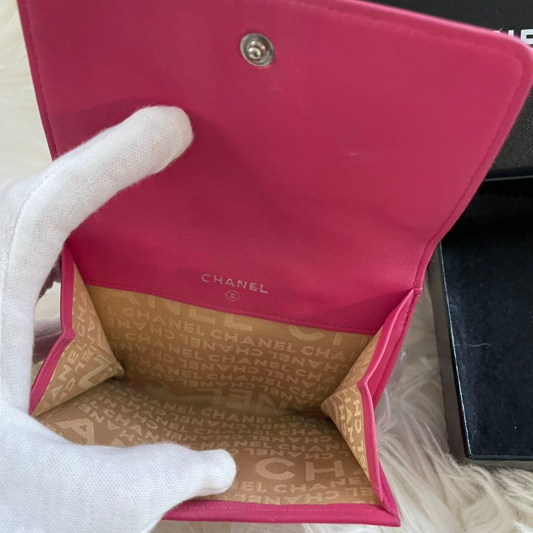 シャネル CHANEL 二つ折り 財布 アイコンライン ココマーク ピンク