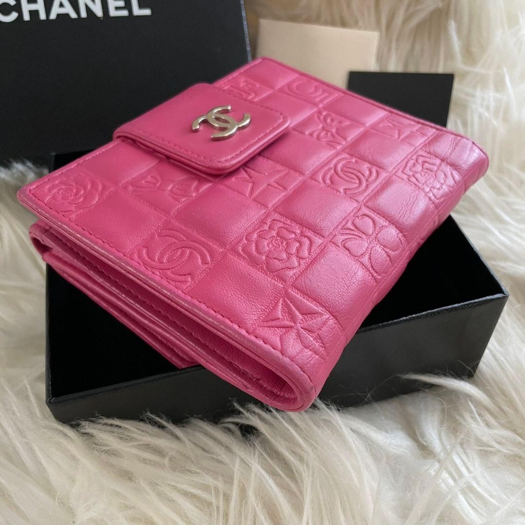 シャネル CHANEL 二つ折り 財布 アイコンライン ココマーク ピンク