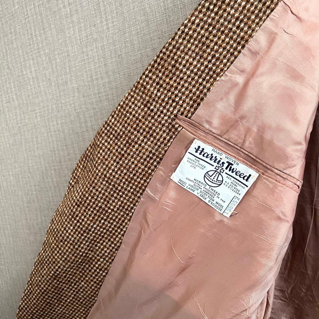 Harris Tweed テーラードジャケット ブラウン 千鳥 ヴィンテージ