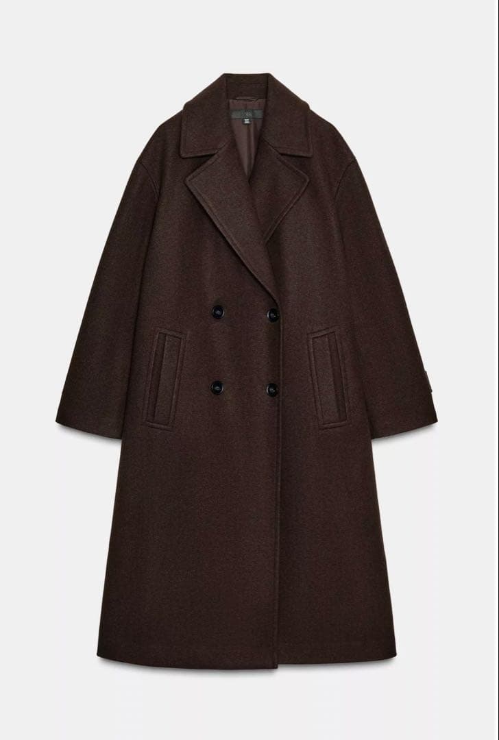 ZARA試着のみ美品ソフトオーバーサイズコート ダークブラウンM ロングコート