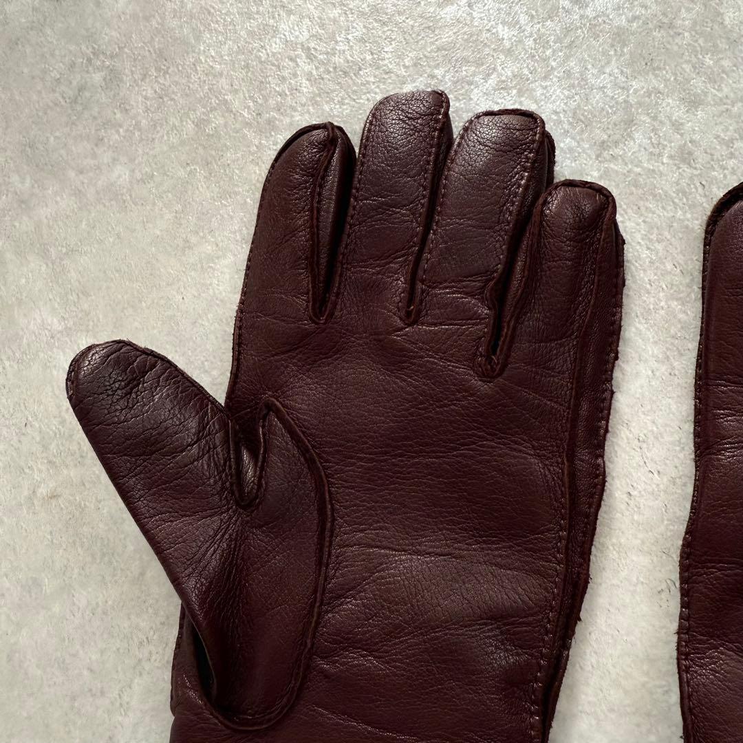 美品 Gloves グローブス イタリア製 ラムレザー イントレチャート 手袋