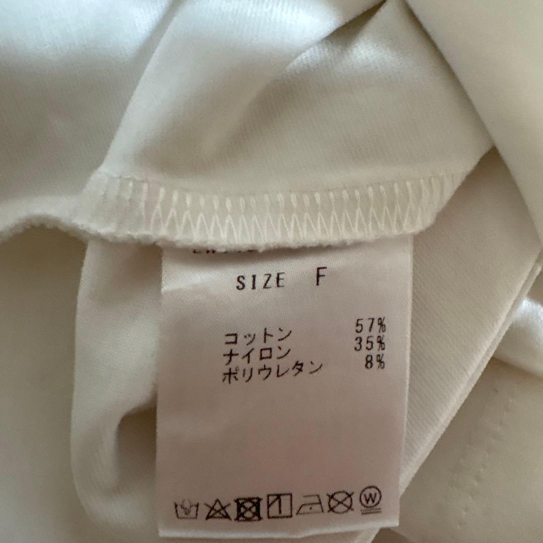 45【ローヘン】デザインカットソー　Tシャツ　無地　シンプル　白　F