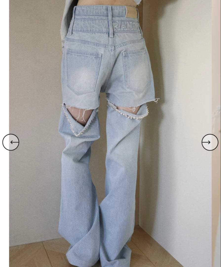 【完売品】Randy ビジューバックカットワイドデニム