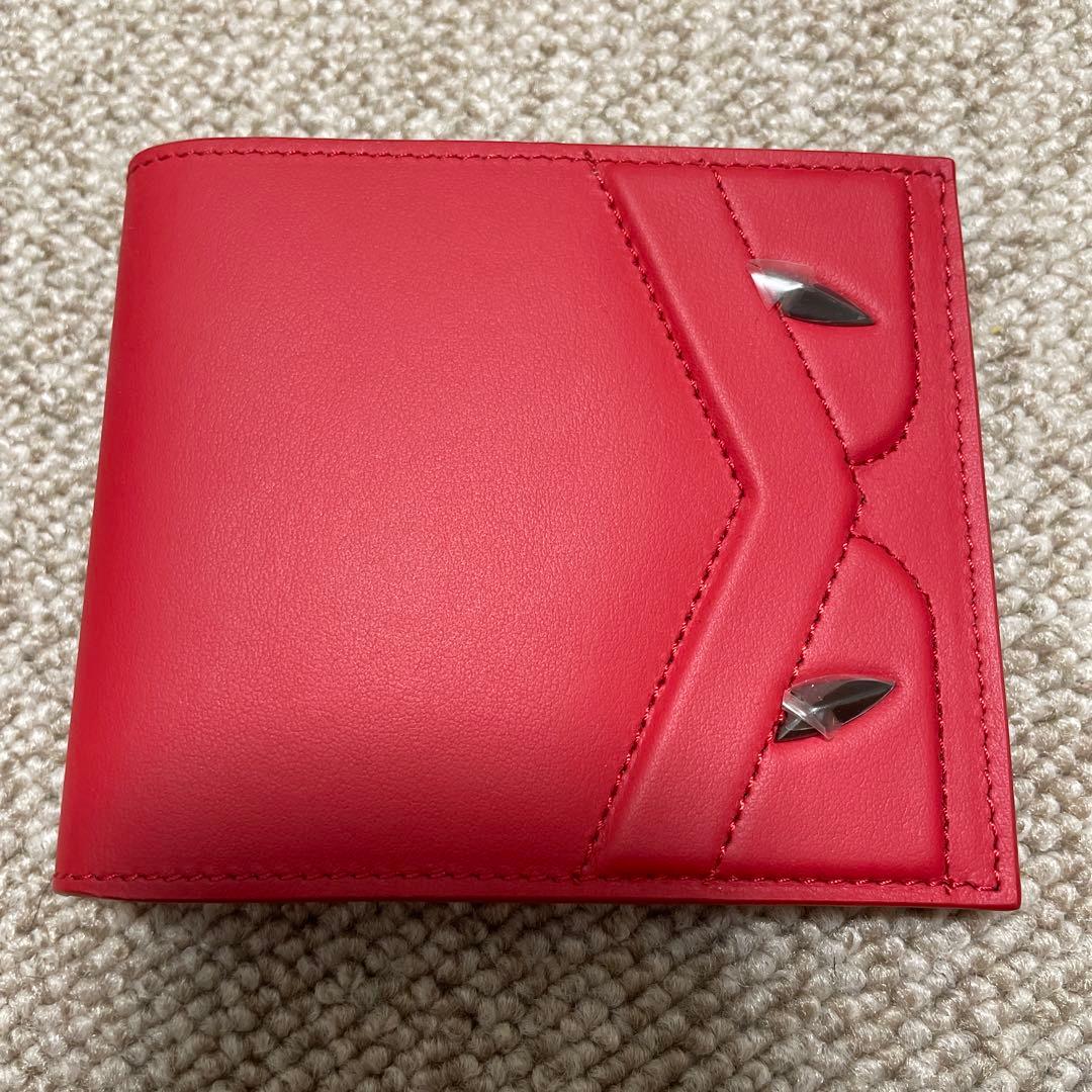 フェンディ FENDI バグズ アイ モンスター 二つ折り財布 札入れ レッド