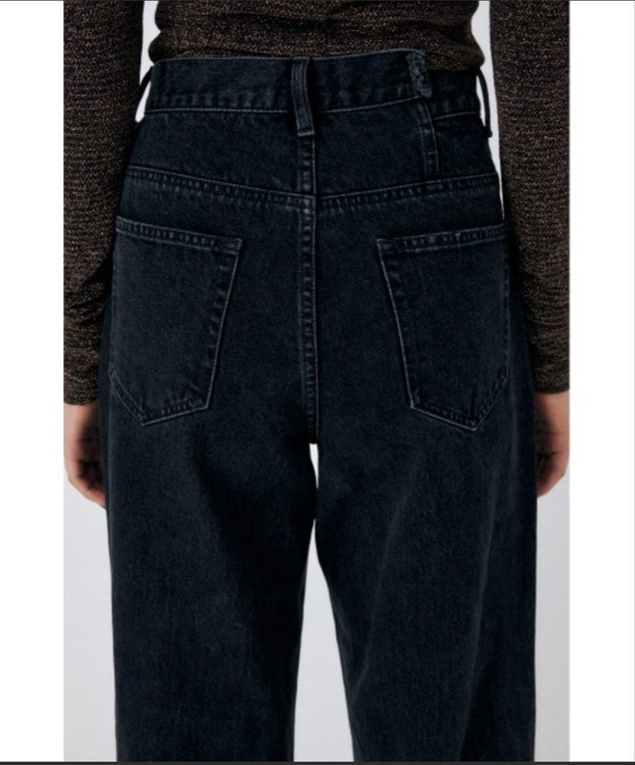MOUSSY マウジー クロスウエストワイドストレートデニム　ブラック