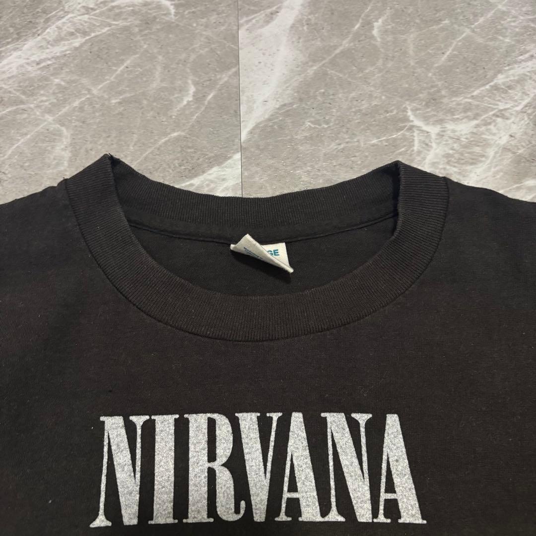 90s NIRVANA Tシャツ黒バンドTビンテージブラックメンズXL