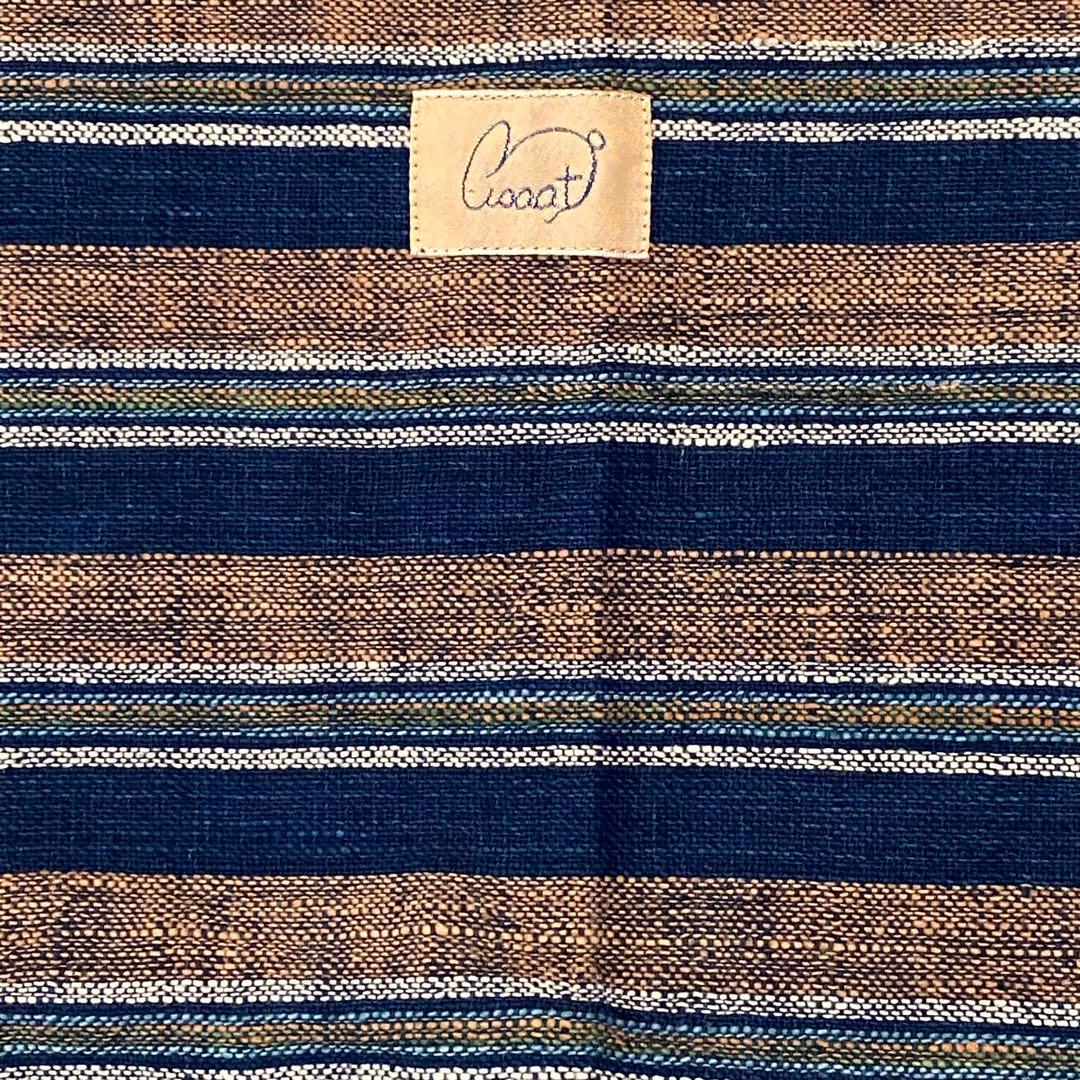 匿名★うさとの服◇青茶縞 パレオストール ショール 大判 Usaato うさと