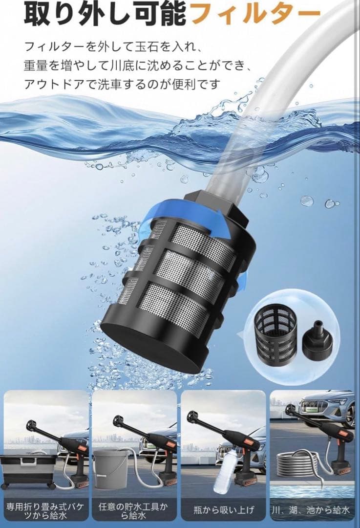 高圧洗浄機 コードレス　専用バケツ付き