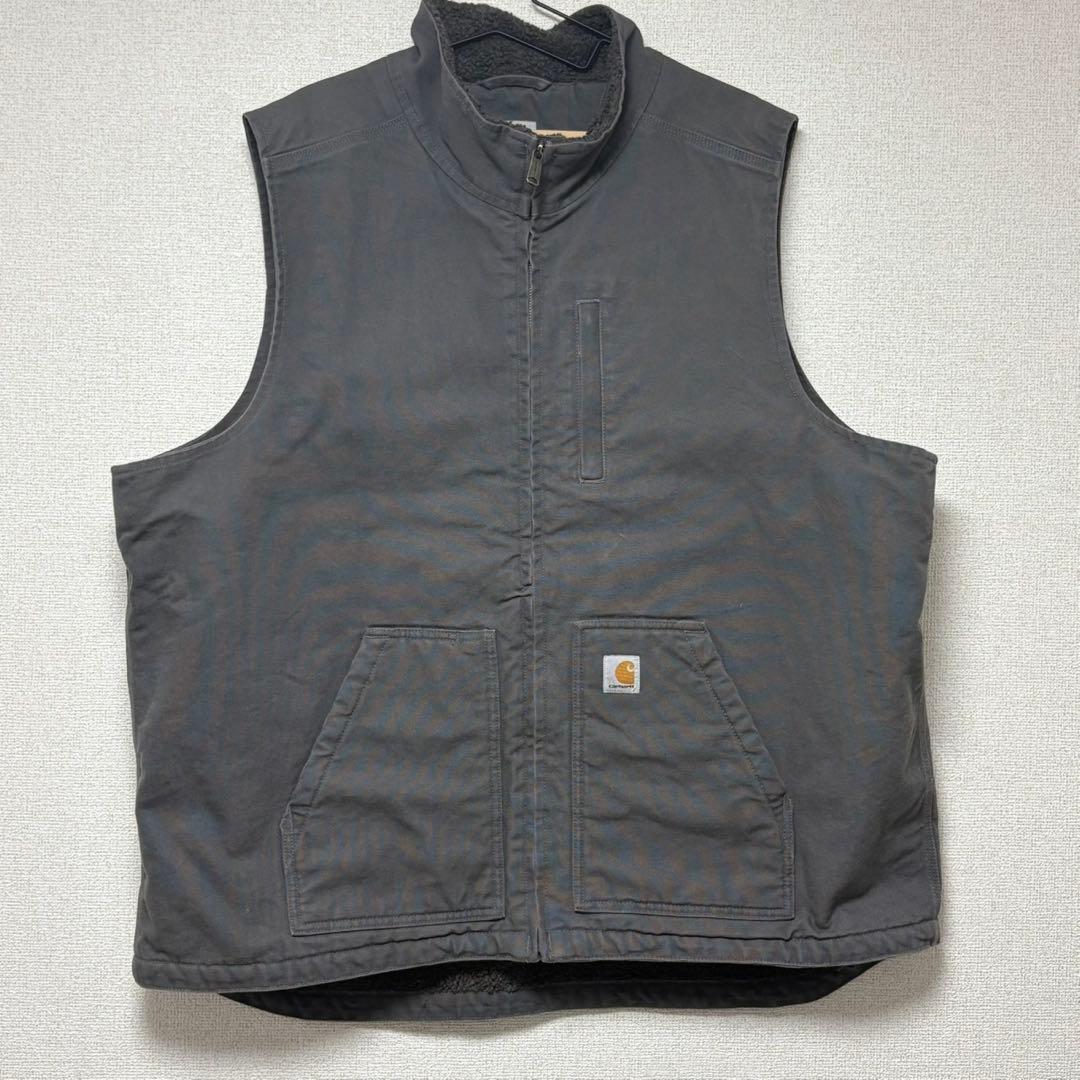 ★CARHATT ダックベスト 104277 希少サイズ 2XL グレー 色濃★