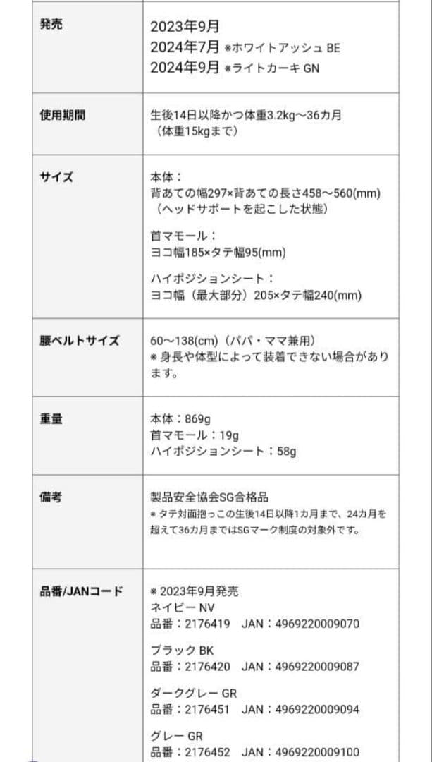 Aprica Laclis 抱っこ紐 ネイビー