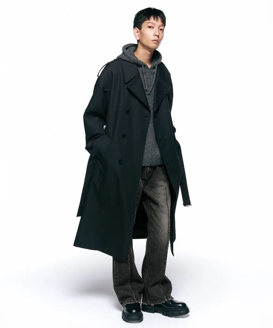 ジャケット・アウター INSILENCE Oversize Trench Coat BLACK