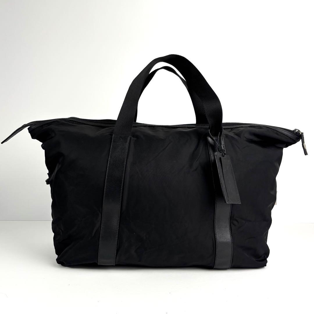 極美品 PRADA プラダ ボストンバッグ ナイロン×サフィアーノレザー