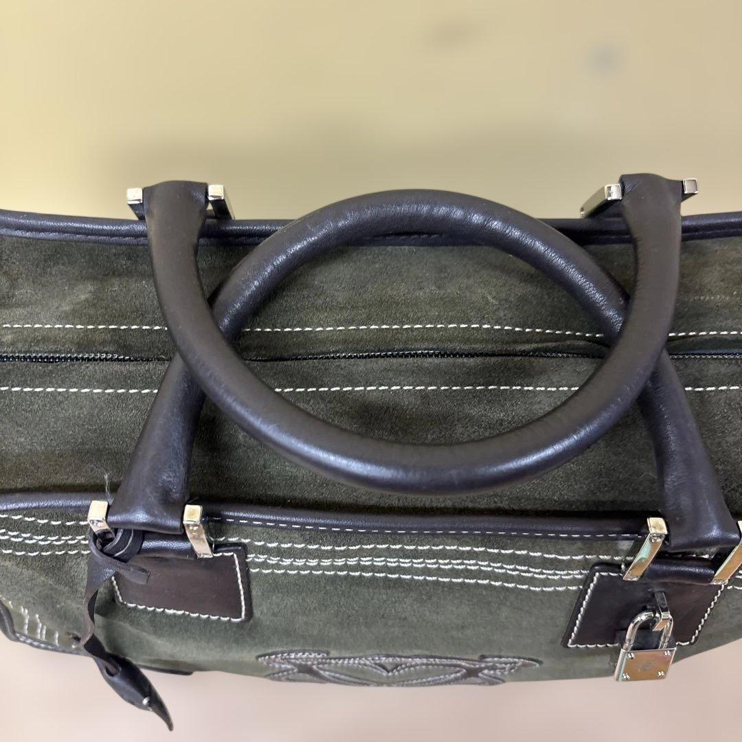 LOEWE アマソナ ミニボストン スエード カーキブラウン系