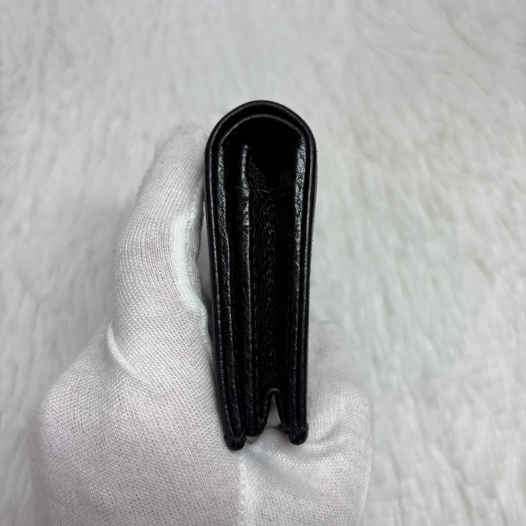 ✨美品✨ グッチ 二つ折り財布 マーモント シボ ブラック 金ロゴ ダブルG 黒