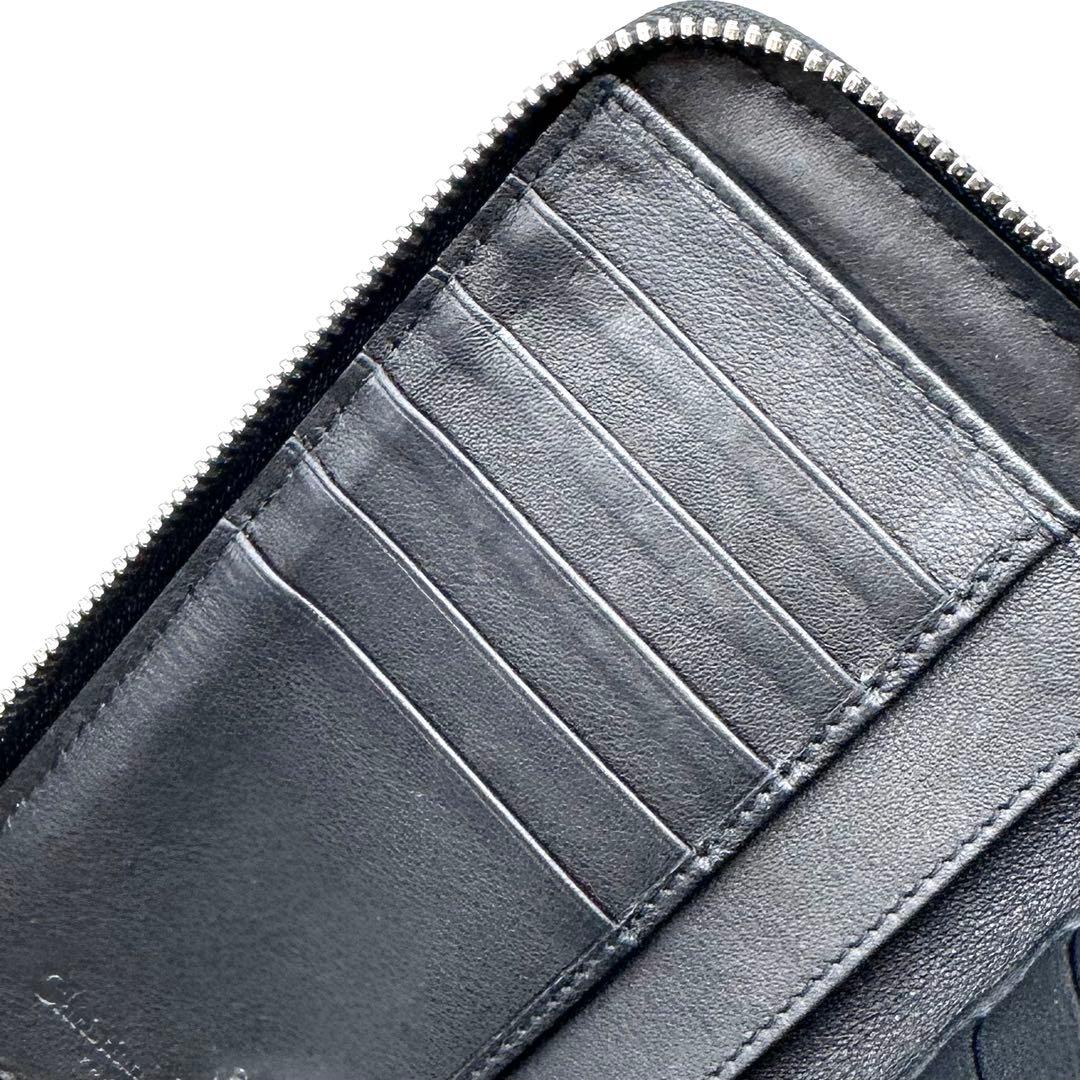 美品✨Dior レディディオール カナージュ 財布 ラウンドジップ パテント 黒