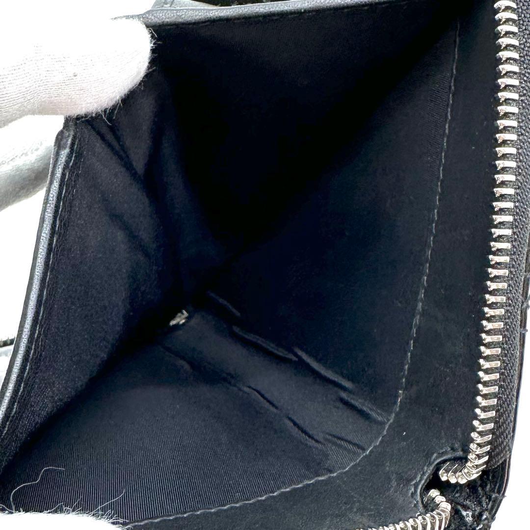 美品✨Dior レディディオール カナージュ 財布 ラウンドジップ パテント 黒
